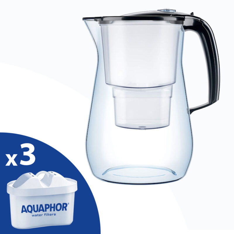 Aquaphor Onyx κανάτα με 3 φίλτρα νερού μαύρη