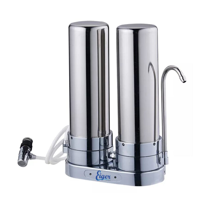 Eiger Stainless Steel Double Countertop Water Filter Device with Faucet