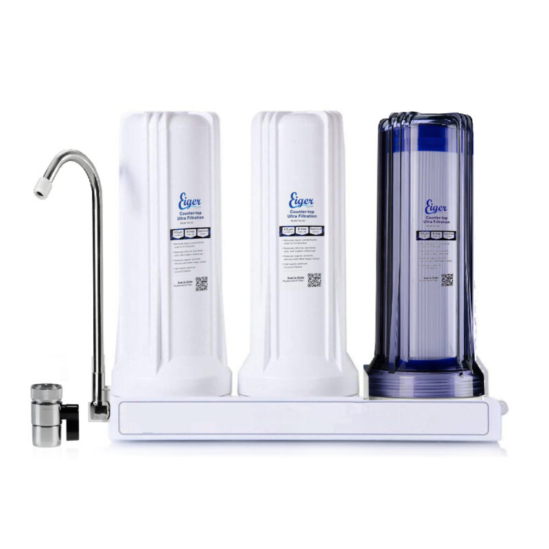 Eiger Triple Countertop Water Filter Device with Faucet