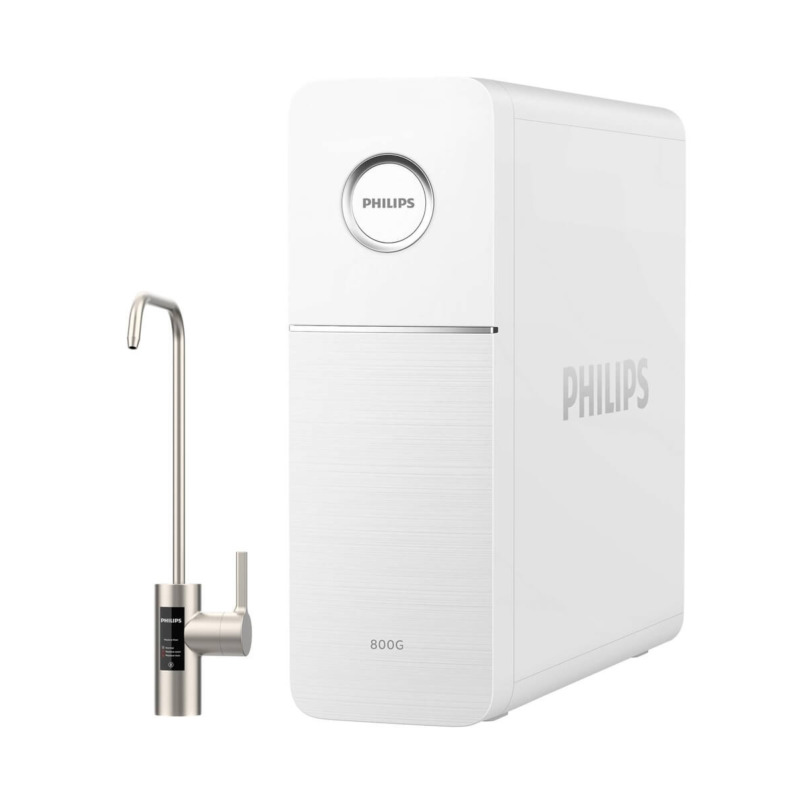 Φωτογραφία του συστήματος αντίστροφης όσμωσης Philips AUT7006 800GPD Direct Flow σε λευκό χρώμα, με 5 στάδια φιλτραρίσματος.