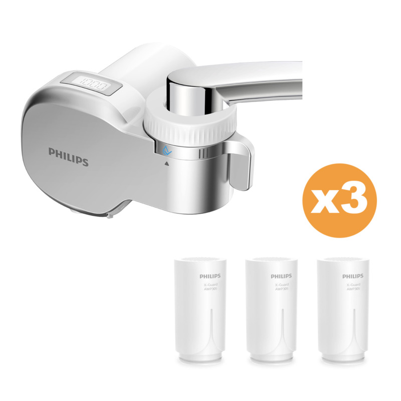 Philips AWP3705P1 Συσκευή Φίλτρου Νερού Βρύσης με Τεχνολογία X GUARD και Ψηφιακή Ένδειξη 3τεμ. AWP305