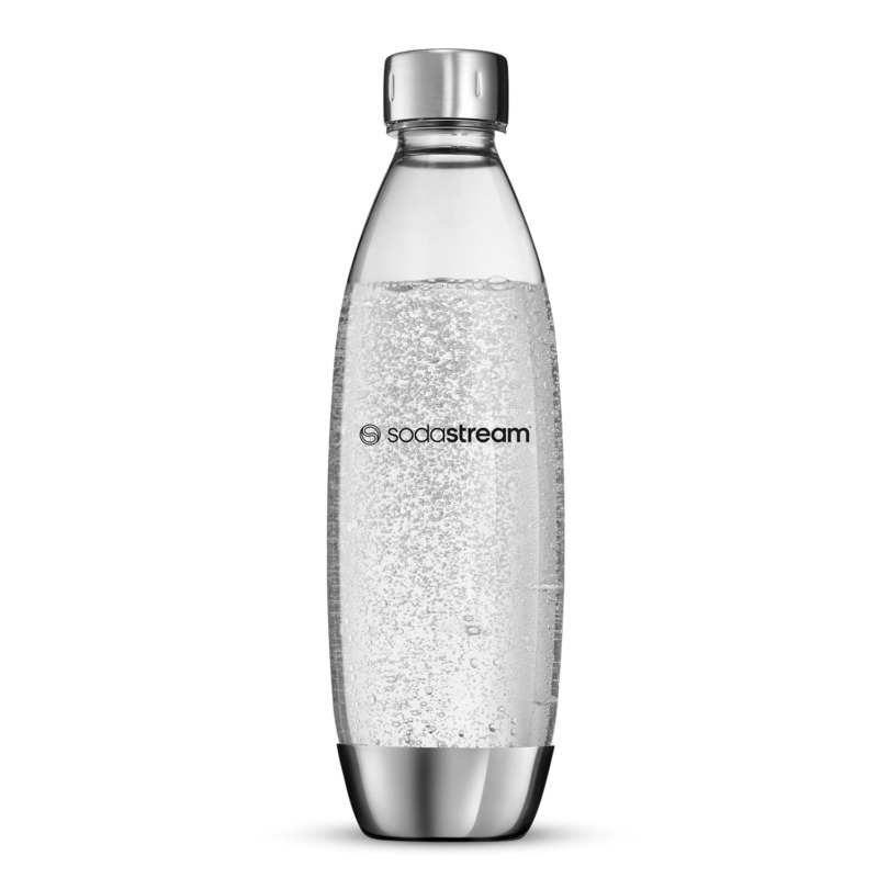 Μπουκάλι Sodastream Fuse 1lt, BPA free, ανοξείδωτη βάση, καπάκι, αξεσουάρ παρασκευής ανθρακούχου νερού.