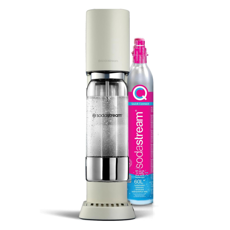 Συσκευή παρασκευής ανθρακούχου νερού Soda Stream Enso Sand, premium design Naoto Fukasawa, κομψό, μινιμαλιστικό, υψηλή ποιότητα.