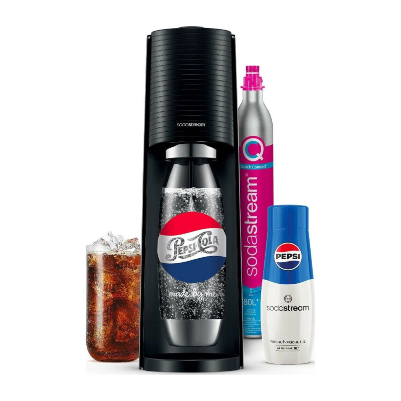 Συσκευή Sodastream Terra Black για ανθρακούχο νερό, μαύρου χρώματος, χωρίς ρεύμα - ιδανική για γρήγορη παρασκευή νερού.